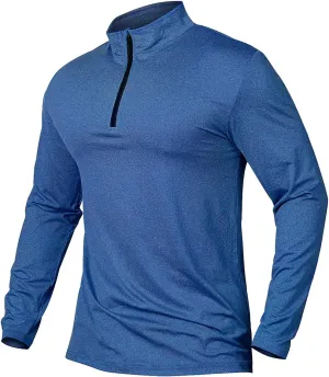 MANSDOUR Men's Quick-Dry Active Sports Shirts Quarter Zip Long Sleeve Running Pullover Tops Outdoor Sweatshirt