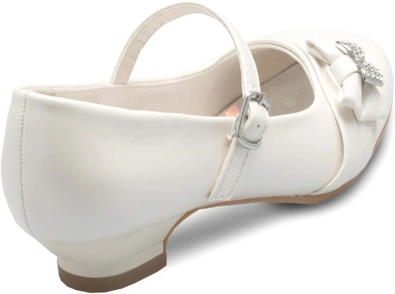 Mary Jane Shoes with Pretty Satin Rolled Rosettes Patent Leather