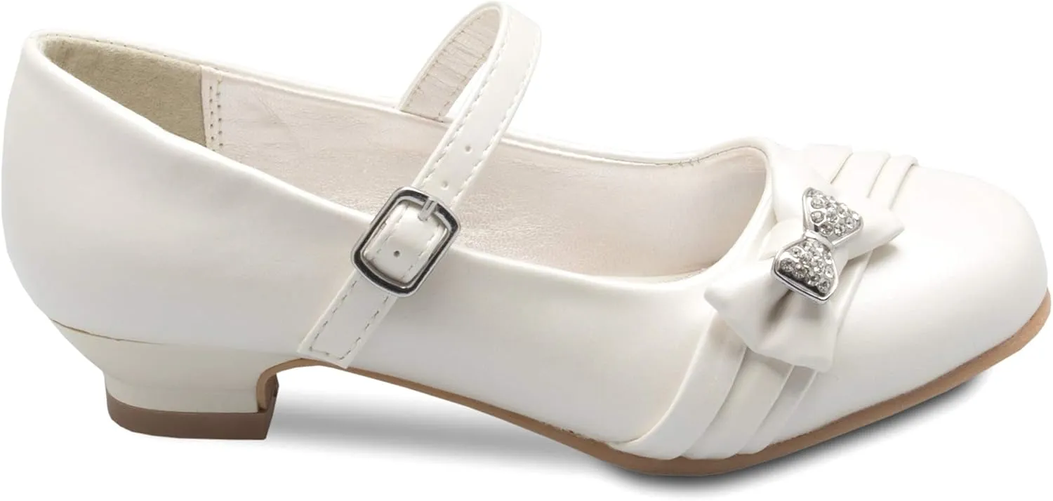 Mary Jane Shoes with Pretty Satin Rolled Rosettes Patent Leather