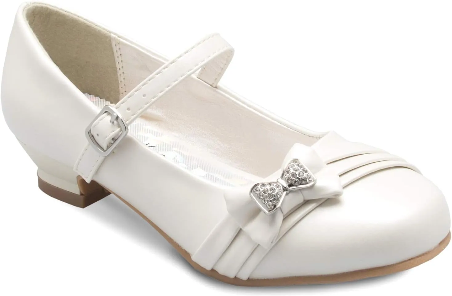 Mary Jane Shoes with Pretty Satin Rolled Rosettes Patent Leather