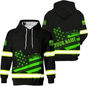 Matedecor High Visibility Shirt for Men Safety Shirts US Flag Color Custom Name Workwear for Runners, Worker, Patriotic