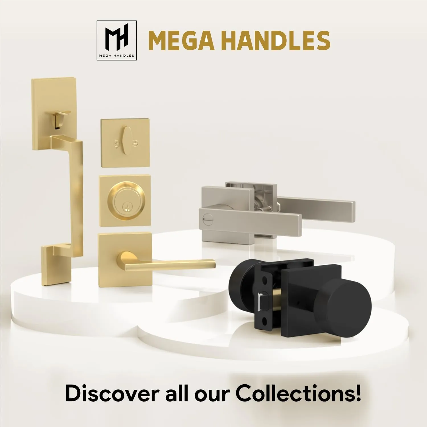 Mega Handles Glamor Entry Lever & Lock Door Handle Set for Hallway, Closet and Bathroom, Heavy Duty Door Levers, Fits All Standard Door Sizes, Screws Included - Satin Nickel (1 Pack)