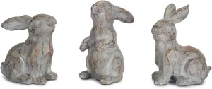 Melrose Set of 3 Carved Resin Rabbit Figurines, 3.75"