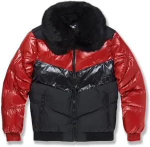 Men Blocked Puffer Jacket(Burgundy)