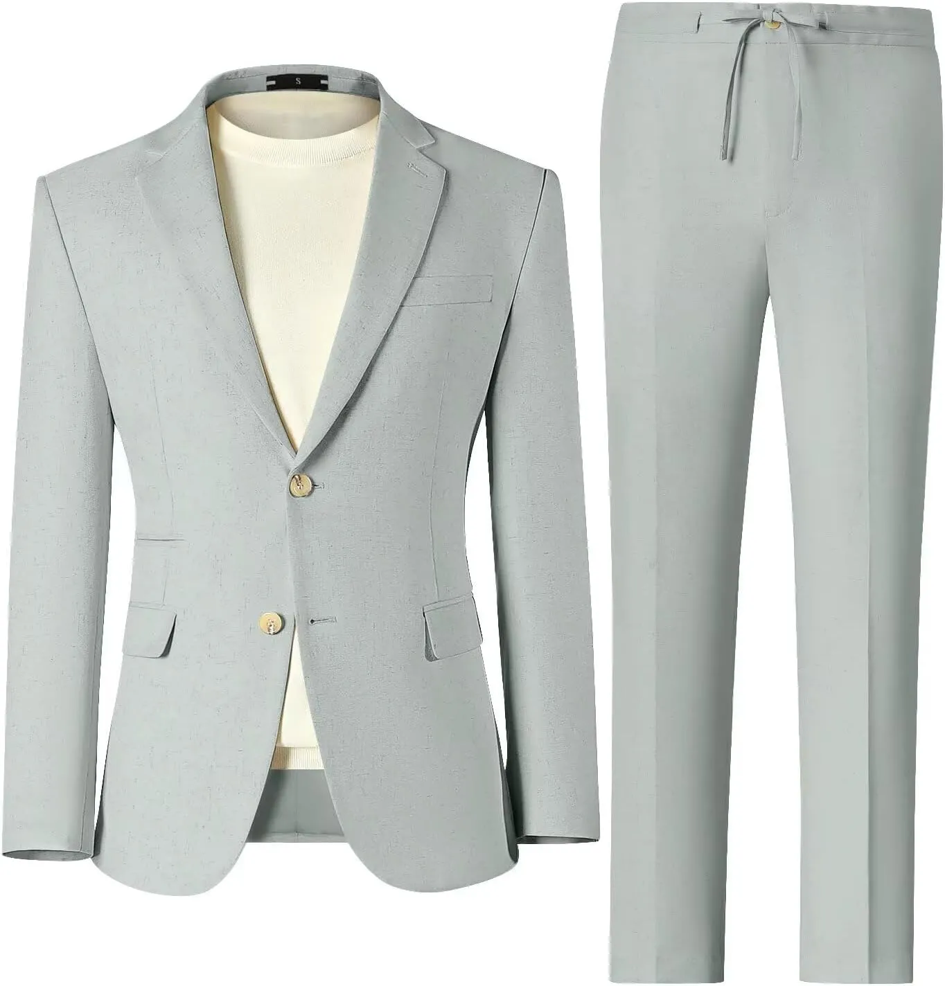 Men Linen Suits 2 Piece Summer Beach Suit Casual Holiday Outfits Lightweight Groomsmen Blazer Pants Set Wedding Prom Tuxedos