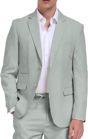 Men Linen Suits 2 Piece Summer Beach Suit Casual Holiday Outfits Lightweight Groomsmen Blazer Pants Set Wedding Prom Tuxedos