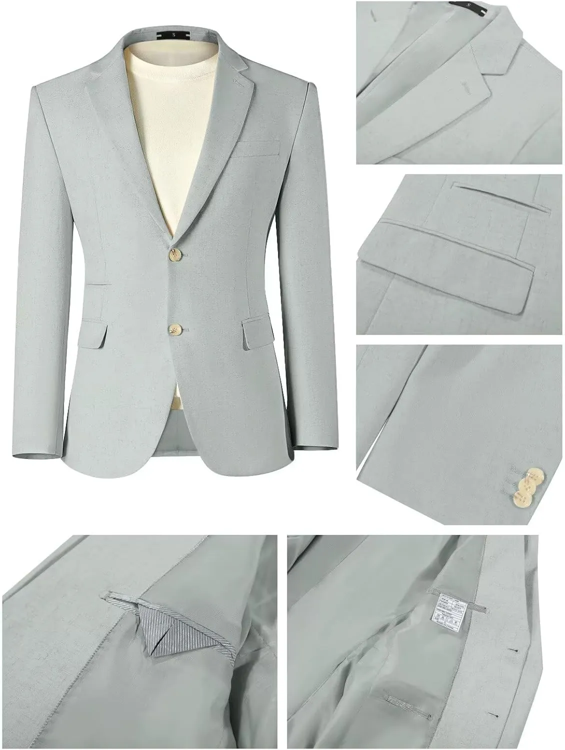 Men Linen Suits 2 Piece Summer Beach Suit Casual Holiday Outfits Lightweight Groomsmen Blazer Pants Set Wedding Prom Tuxedos