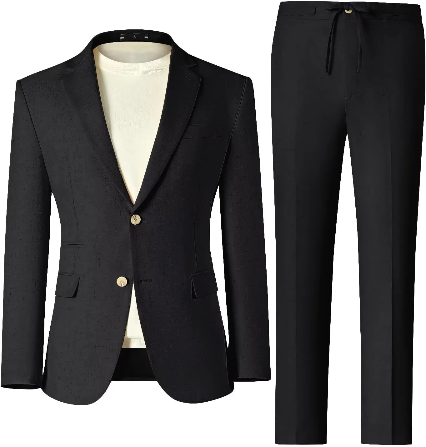 Men Linen Suits 2 Piece Summer Beach Suit Casual Holiday Outfits Lightweight Groomsmen Blazer Pants Set Wedding Prom Tuxedos