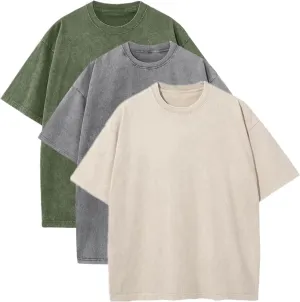 Men's Acid Wash T-Shirts Oversized Unisex T Shirt Cotton Short Sleeve Shirts Casual Tee for Women