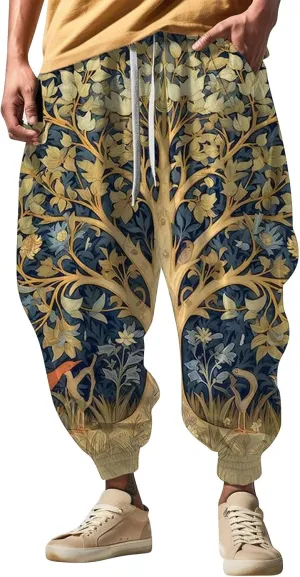 Mens Cotton Linen Waist Casual Ankle Length Pants Sweatpants Mens Loungg Pants Techwear Pants Mens White