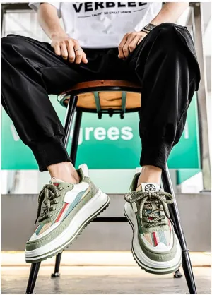 Men's Fashionable Color-Blocked Thick-Soled Casual Sports Shoes with Anti-Slip, wear-Resistant and Soft Soles for Daily Outdoor use