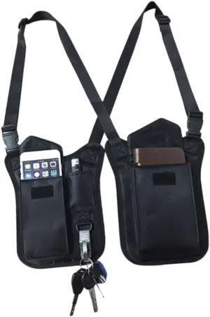 Men's Hidden Underarm Bag Concealed Carry Crossbody Nylon Armpit Wallet Anti-theft Design Black Key Case