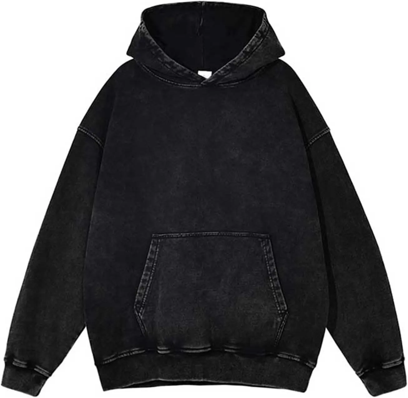 Mens Oversized Cotton Heavyweight Vintage Washed Hoodie Couples Streetwear