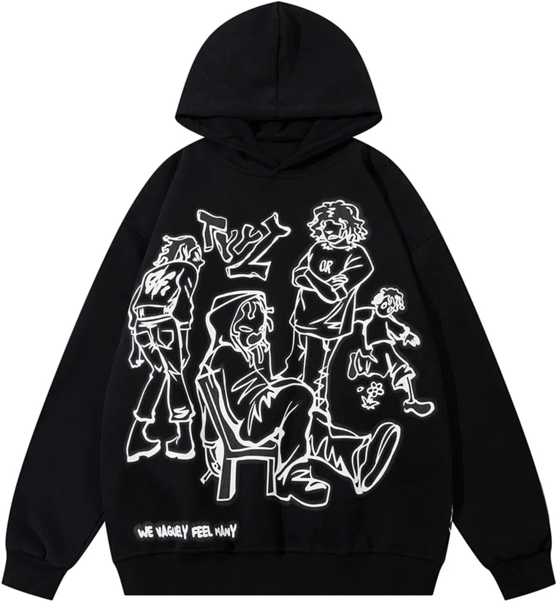 Men's Oversized Hoodie Pullover Unisex Graphic Sweatshirts Hoodies Casual Tunic Anime Streetwear Aesthetic Top