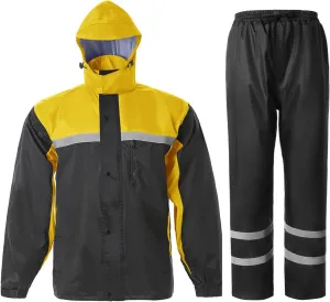Men's Rain Suit High Visibility Reflective Work Rain Jacket Pants for All Sport Farm Fishing Motorcycle