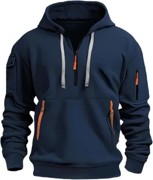 Mens Sports Casual Full Zipper Long Sleeved Hooded Hooded Sweater Zipper Closure Hoodie Slim Fit Fleece Sweatshirt