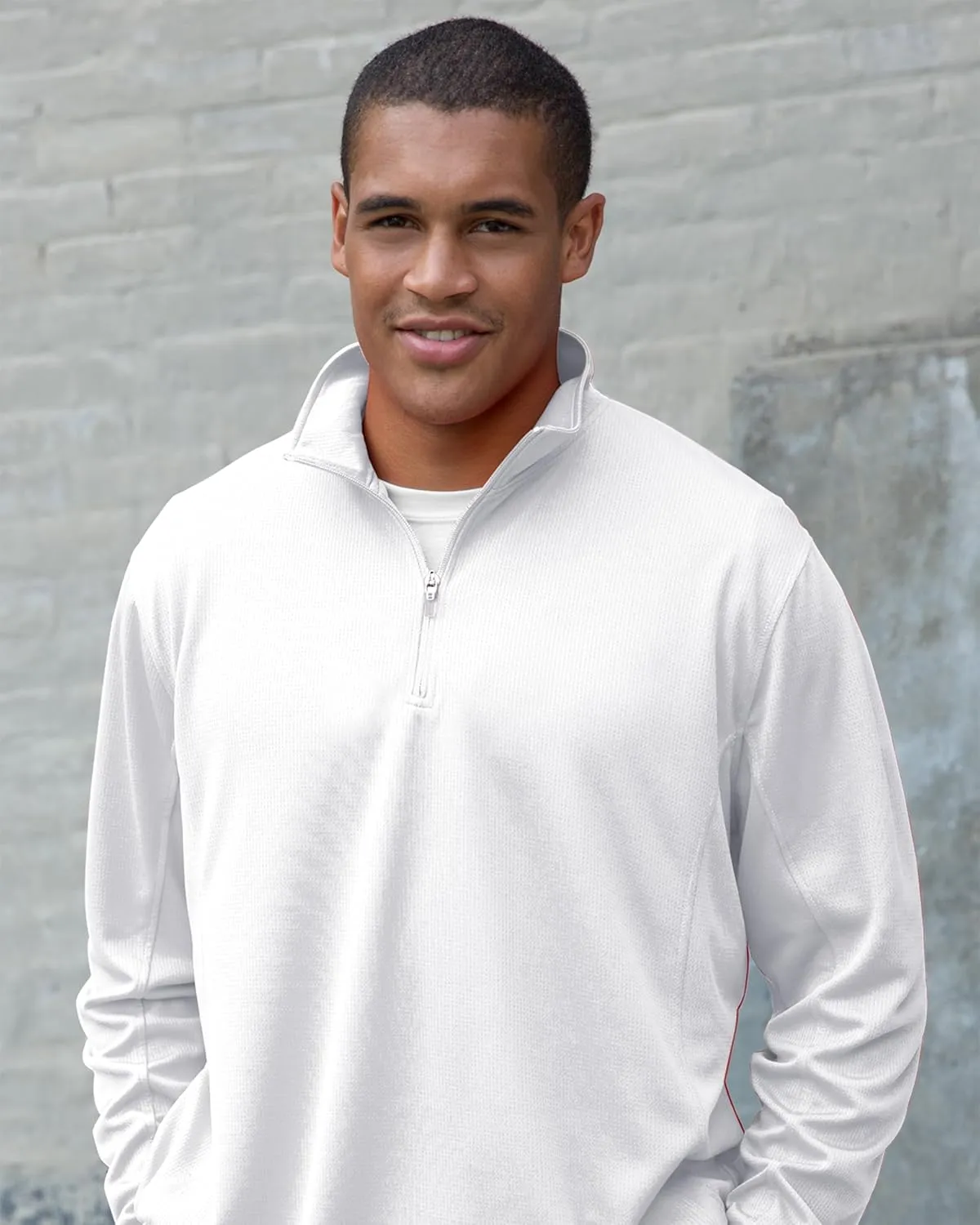 Men's Standard Collegiate Micro Mesh Performance Black 1/4 Zip Pullover