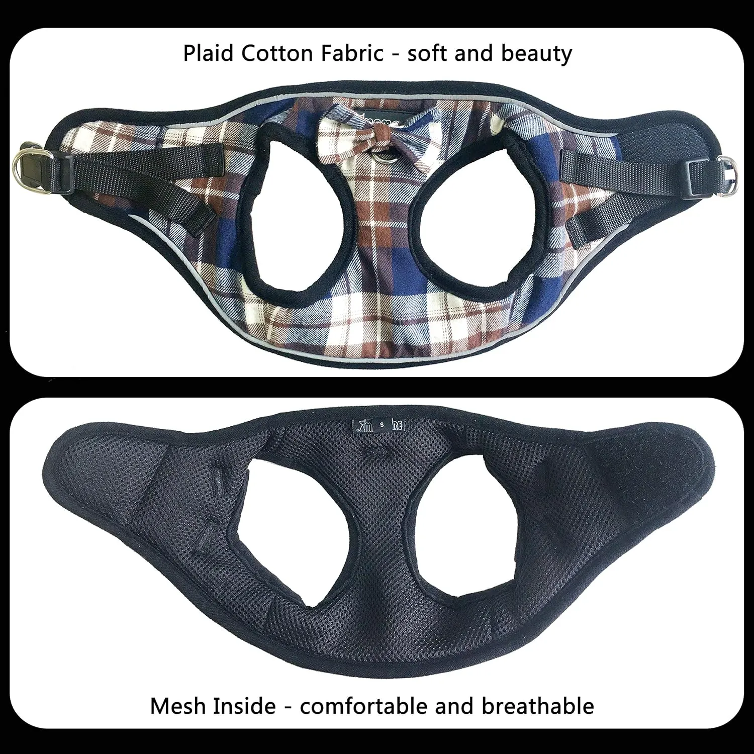 Mesh Soft Dog Harness, Adjustable No Pull Reflective Comfort Pet Vest for Dogs (Red&Blue, XS)