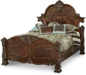 Michael Amini Windsor Court - Queen Mansion Bed - Vintage Fruitwood