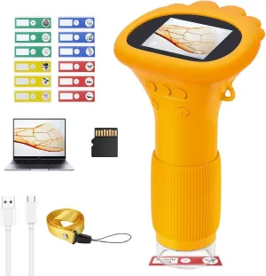 Microscope for Kids, 1000X Handheld Digital Microscope with Video Recording, Including 12 Glass Slides & 16GB TF Card, Science Educational Gifts for Boys Girls Ages 3 