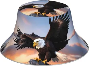 Mighty Bald Eagle Prints Reflective Bucket Hat Fashionable and Functional for Unisex Outdoor Activities Black, Black, One Size