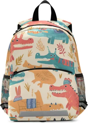 Mini Kindergarten Elementary Kids Backpack Cute Cartoon Crocodile Alligator Cute Travel Outdoor Daypack Bookbag with