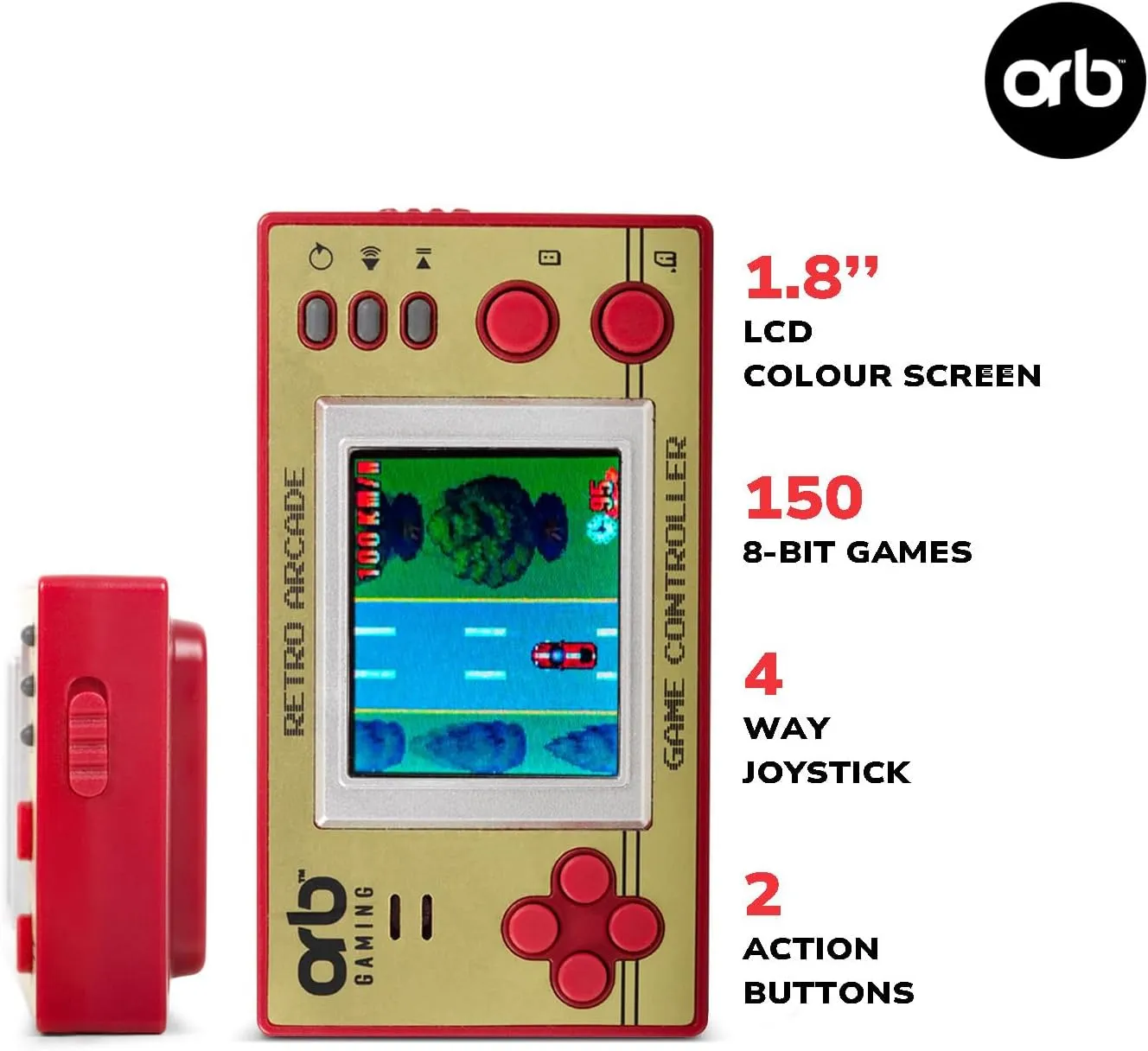 Mini Retro Games Console, 150 in-Built Games, 8-Bit Retro Gaming Handheld Console, 1.8” Full Colour LCD Screen Pocket Console, Immersive Sound Games Console - ThumbsUp!