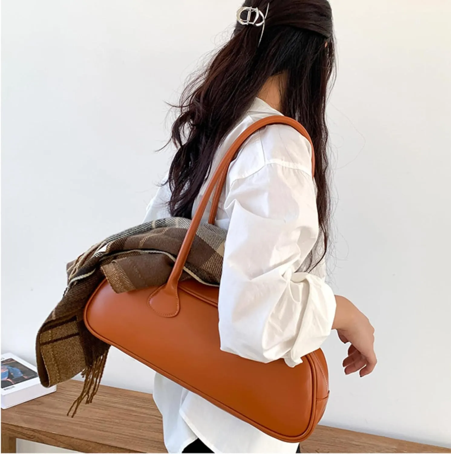 Minimalist Solid Color Bag,Unique Single Shoulder & Hand Carry, Trendy Small Square PU Armpit Purse for Women