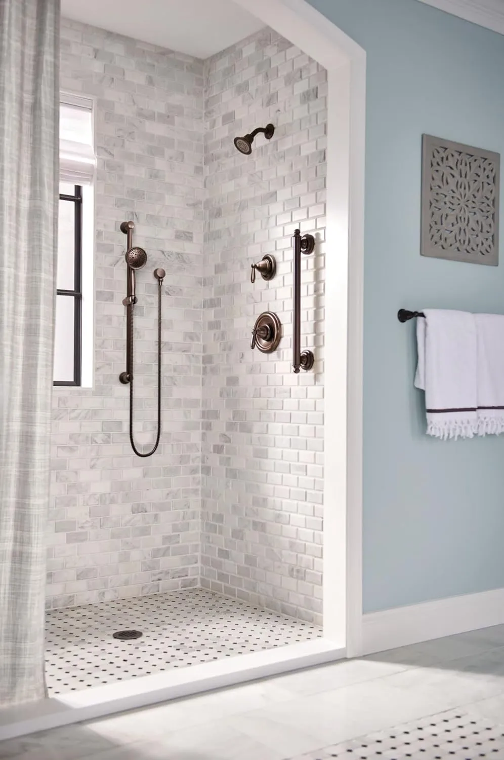 Moen Oil Rubbed Bronze Eco-Performance Handheld Showerhead with 69-Inch-Long Hose Featuring 30-Inch Slide Bar, 3667EPORB