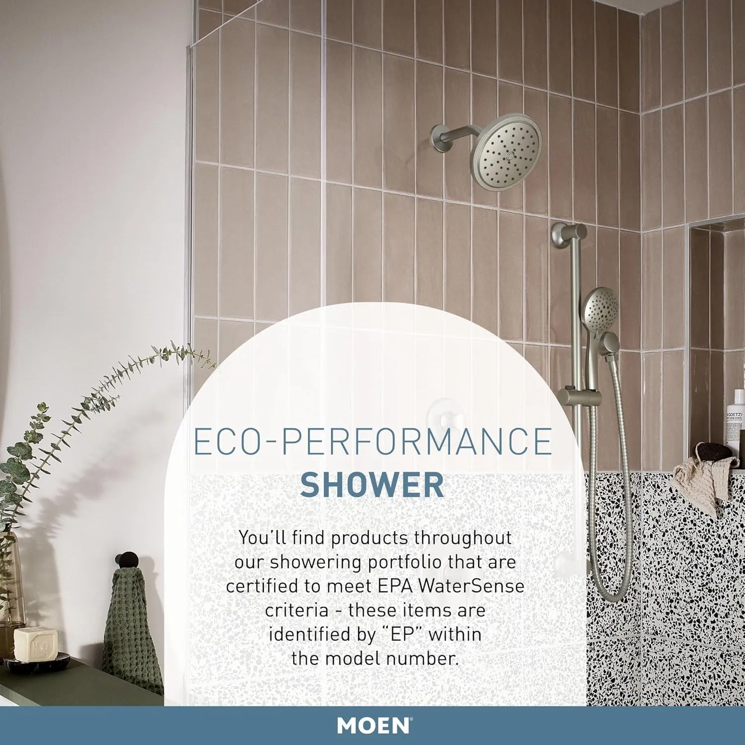 Moen Oil Rubbed Bronze Eco-Performance Handheld Showerhead with 69-Inch-Long Hose Featuring 30-Inch Slide Bar, 3667EPORB
