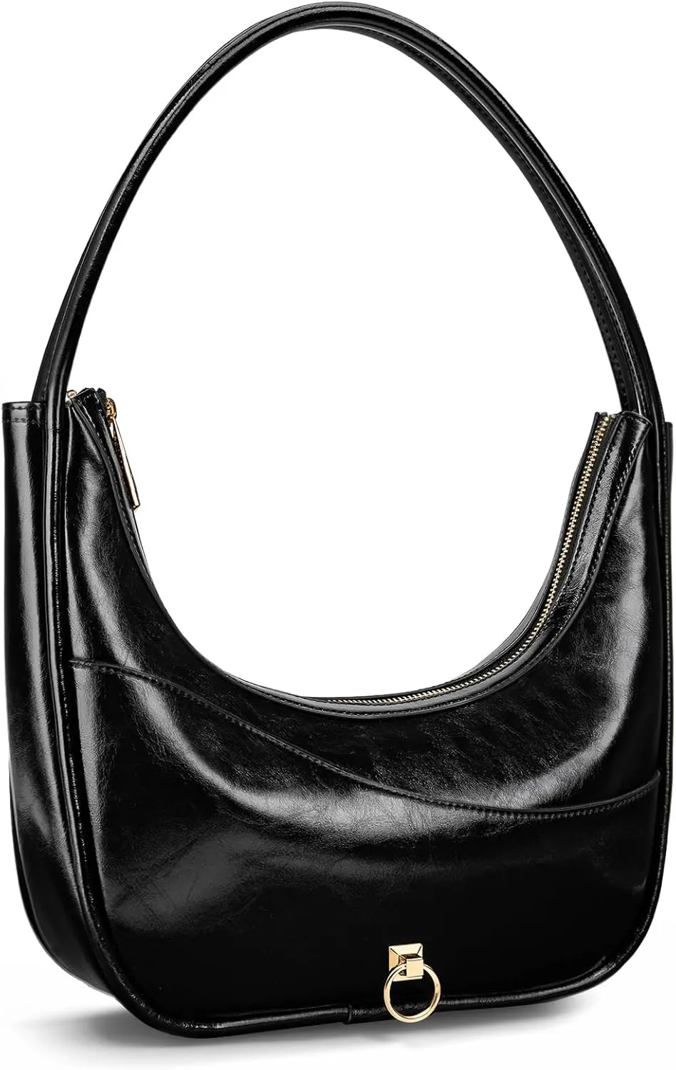 molshine Genuine Leather Crescent Handbag, Hobo Shoulder Bag, Armpit Bag, Party Clutch Purse for Women Lady Model DLK0032