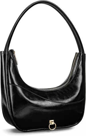 molshine Genuine Leather Crescent Handbag, Hobo Shoulder Bag, Armpit Bag, Party Clutch Purse for Women Lady Model DLK0032