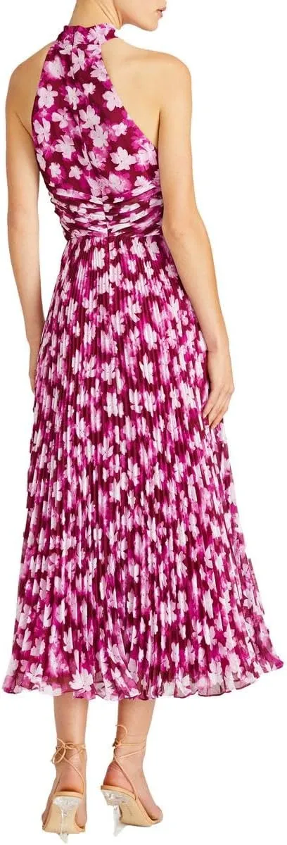 MONIQUE LHUILLIER ML Womens Pleated Tea Length Midi Dress