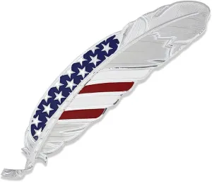 Montana Silversmiths Hand Painted Hat Feather (Stars and Stripes USA - Silver)