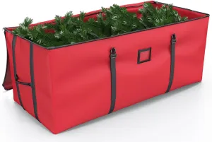 Mrrihand Christmas Tree Storage Bag, Large Artificial Christmas Tree, Anti-Tear Heavy-Duty 600D Oxford Cloth Christmas Tree Storage Box with Handles, Christmas Tree Storage Container (Red, 7.5Ft)