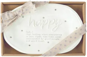 Mud Pie Happy Definition Plate, 7 1/2" x 10 1/2", White