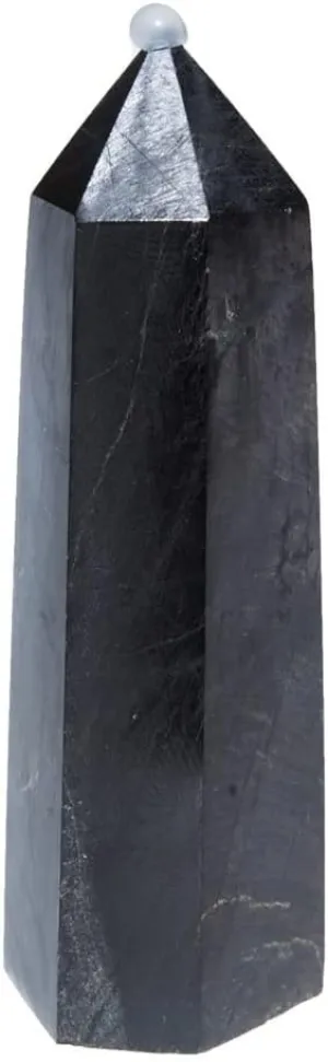 Natural Hand Carved Crystals Stones Tower Wand Black Carbonado Points JITZEGMD (Size : 8-9cm)