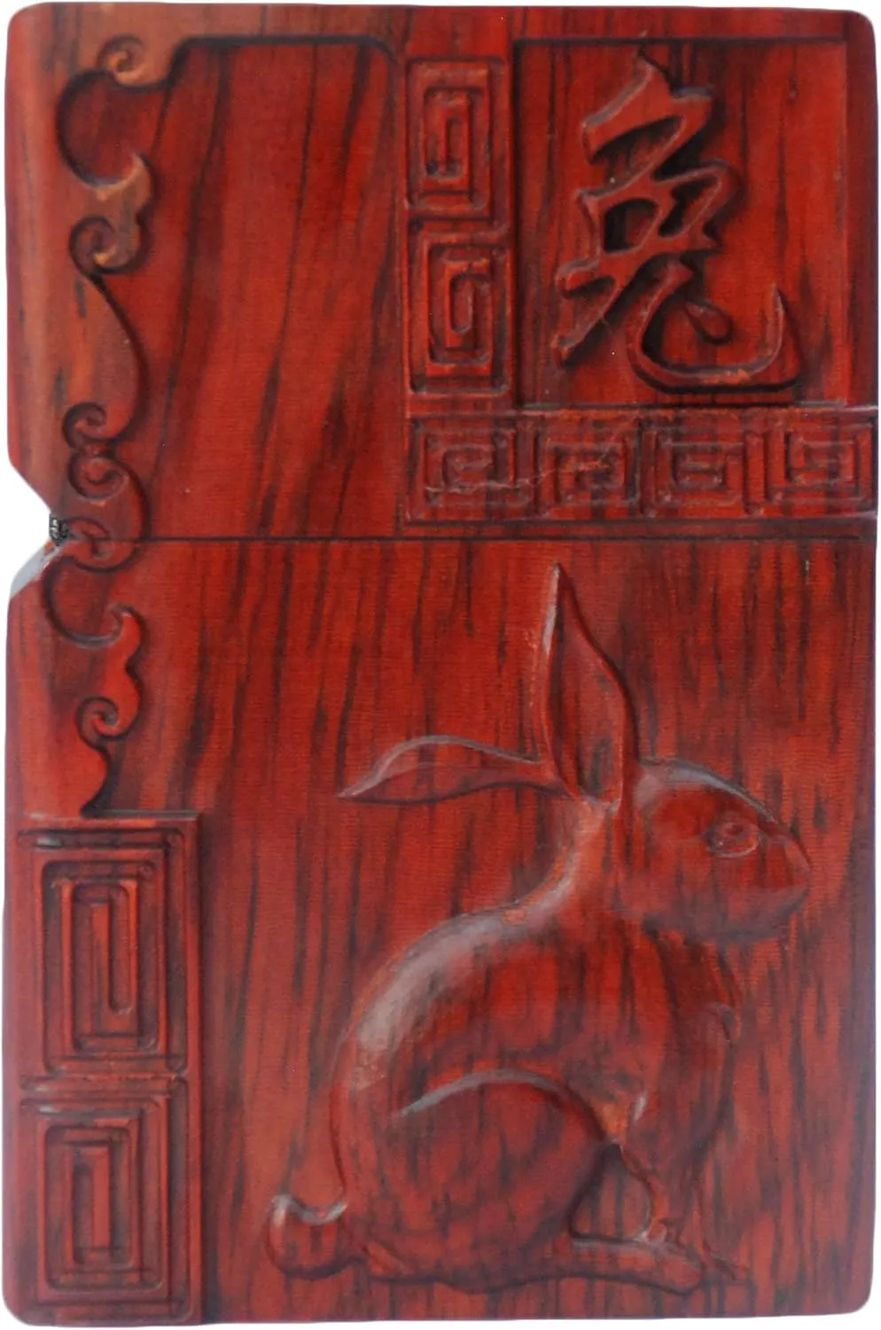 Natural Huanghuali Rosewood Carving Lighter Shell Box For Zippo Module (Zodiac Rabbit)