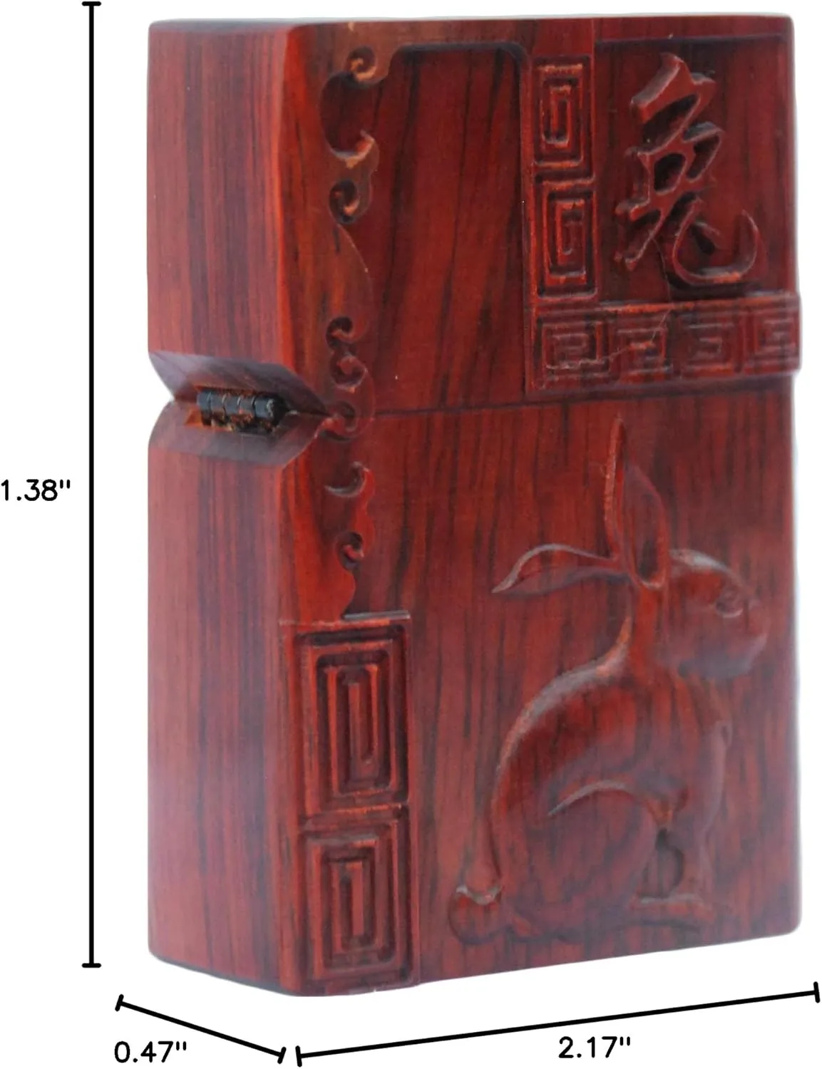 Natural Huanghuali Rosewood Carving Lighter Shell Box For Zippo Module (Zodiac Rabbit)
