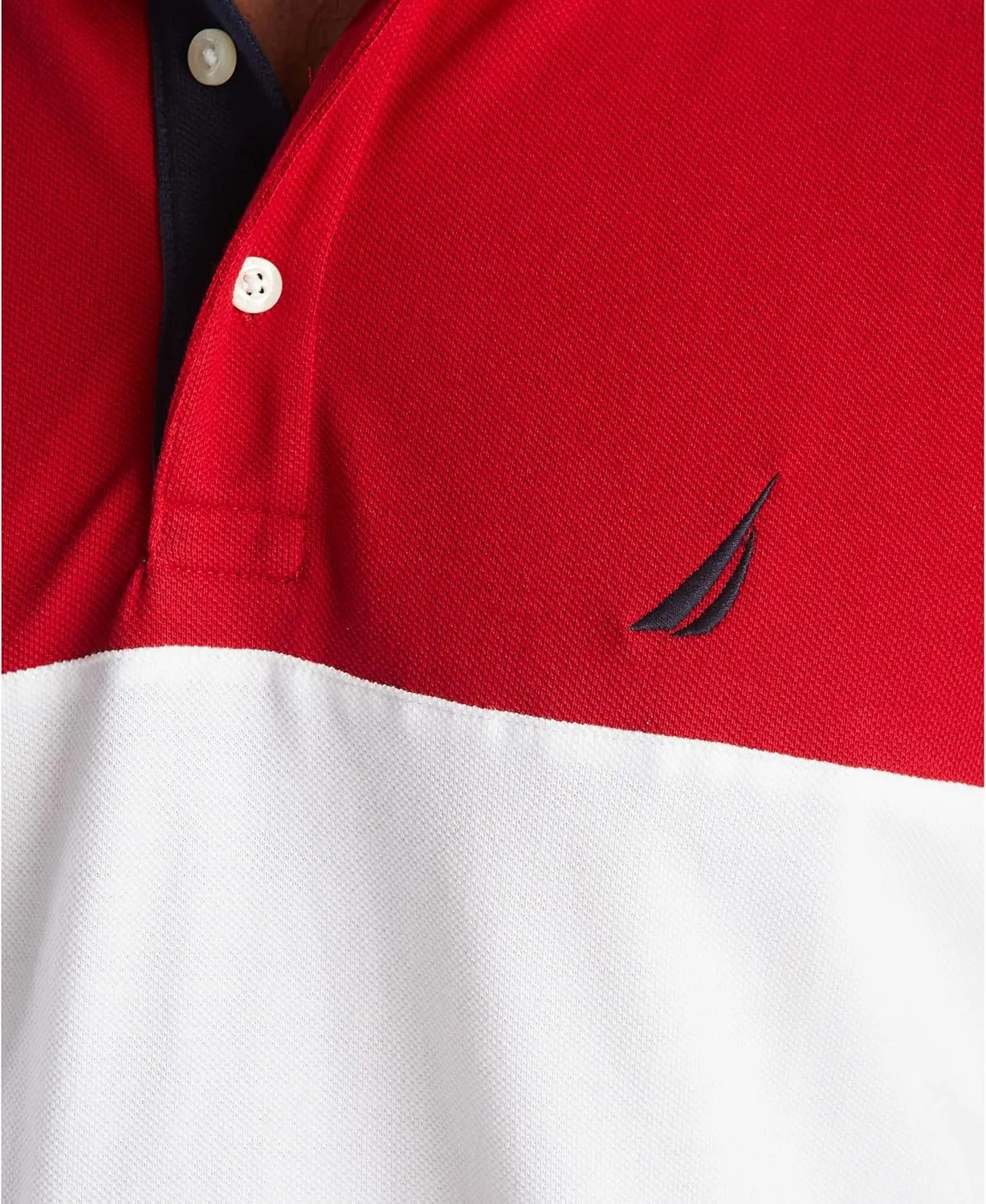 Nautica Men's Short Sleeve 100% Cotton Pique Color Block Polo Shirt