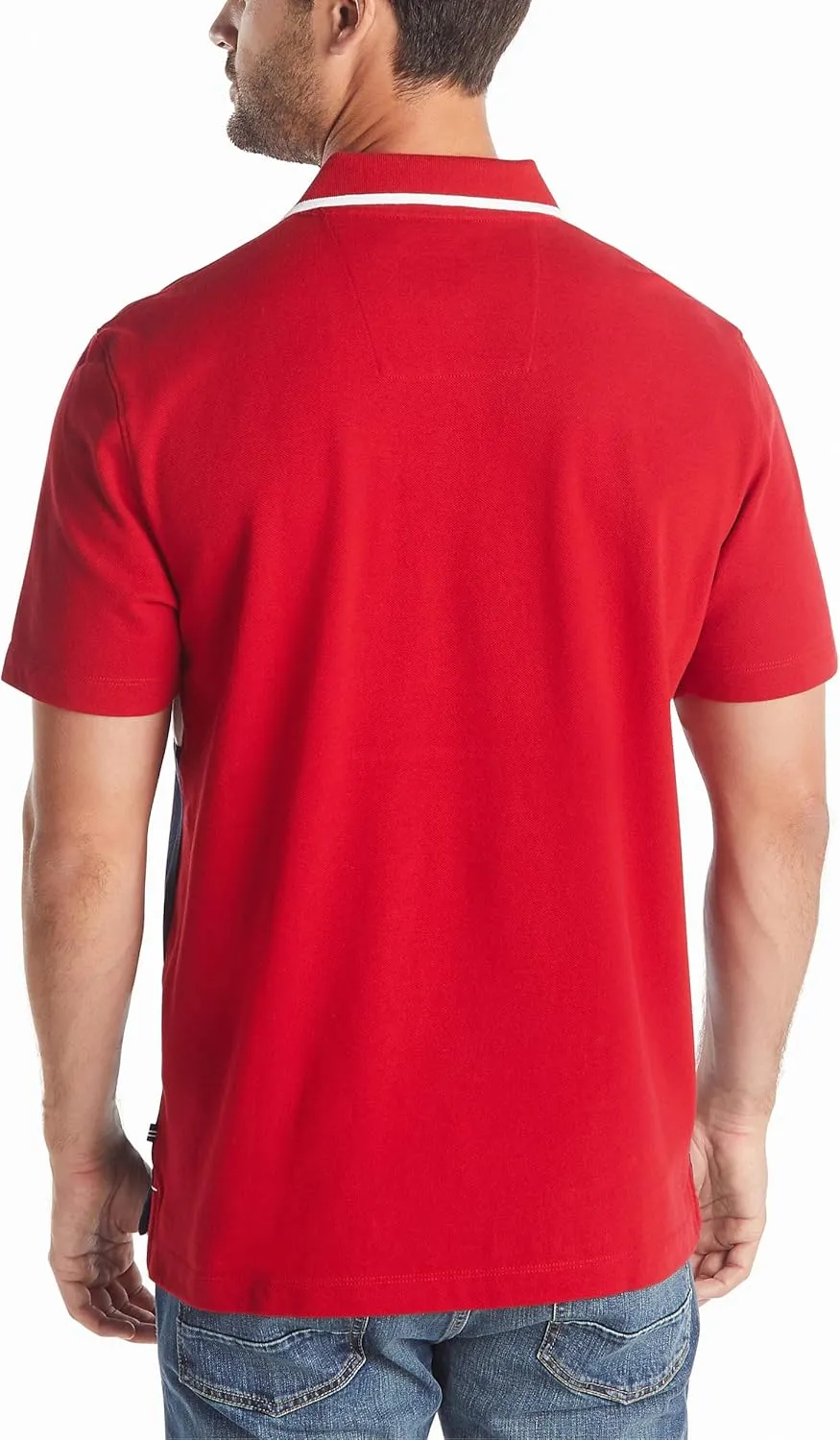 Nautica Men's Short Sleeve 100% Cotton Pique Color Block Polo Shirt