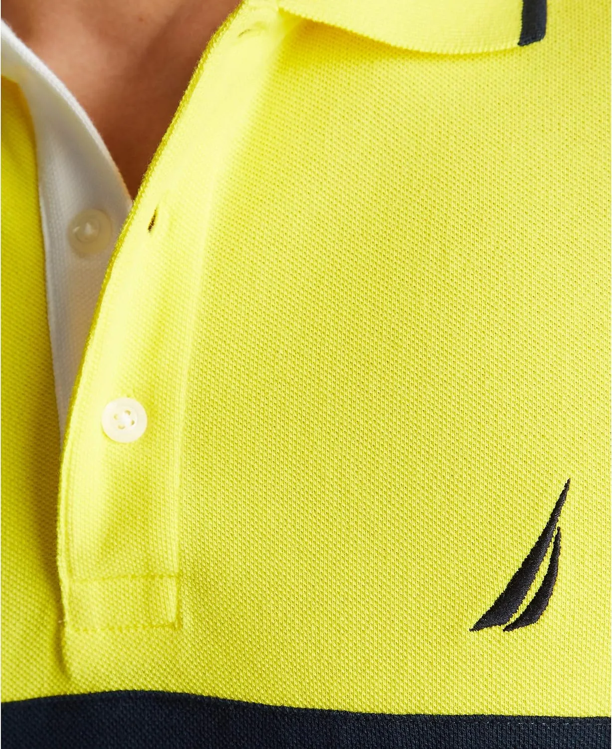Nautica Men's Short Sleeve 100% Cotton Pique Color Block Polo Shirt