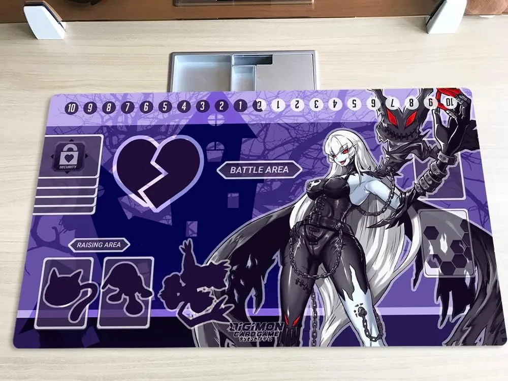 New Mlikemat Playmat Digimon DTCG Mat Lady Devimon Anime TCG CCG OCG Trading Card Game Mat with Zones   Free Bag (ZD002-150-SM)