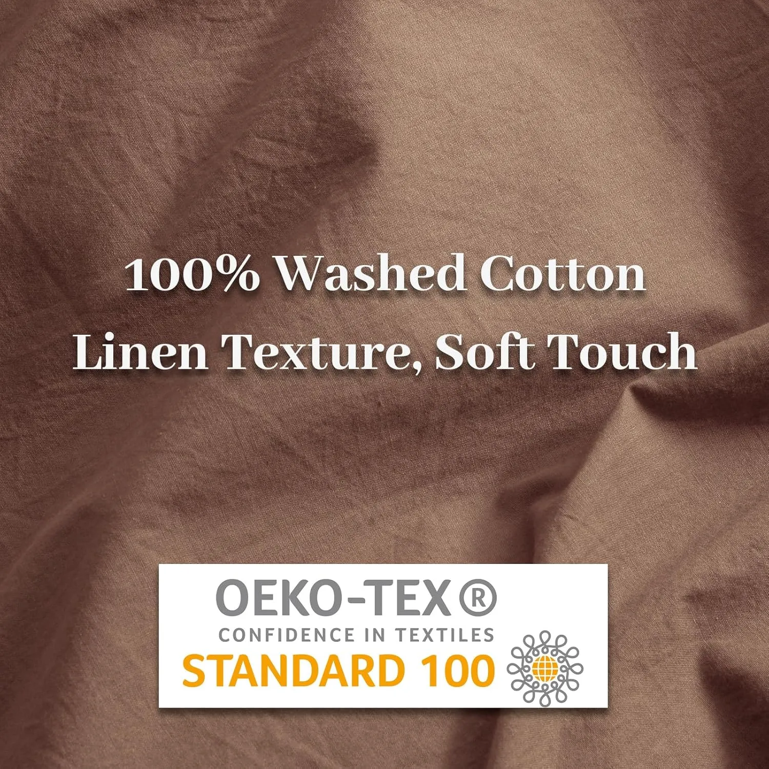 NEXHOME PRO Duvet Cover King Size Linen Look Organic Natural 100% Washed Cotton Duvet Cover Brown 3 Pieces Bedding Set with Zipper Closure, Breathable (No Comforter)