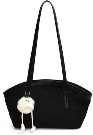niche retro suede leather handbag with texture and color blocked women's shoulder bag