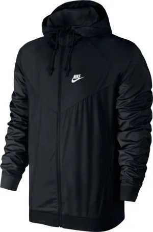 Nike Mens Windrunner Hooded Track Jacket Black/Black/White 727324-010 Size Medium