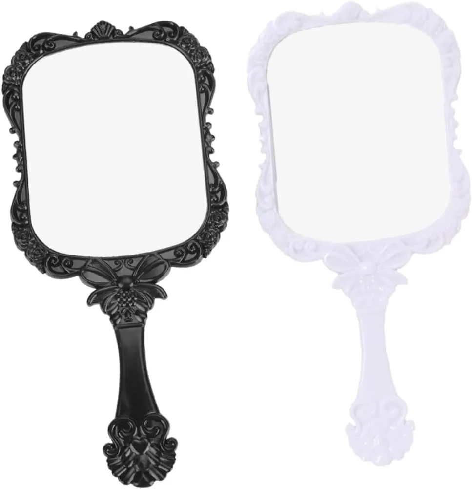 NOLITOY Butterfly Carved Large Plastic Square Beauty Mirror 2pcs Travel Mirror Set
