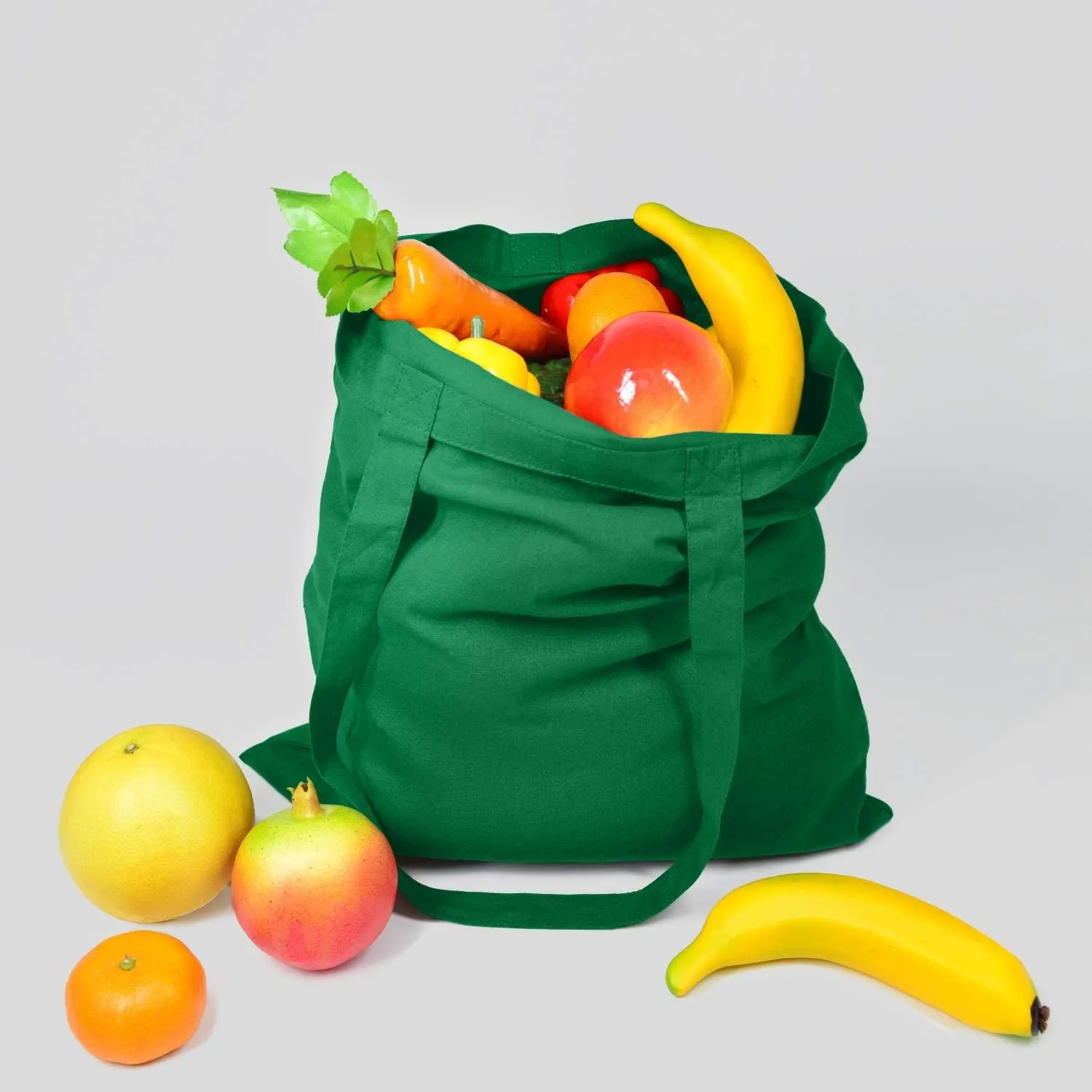 NPBAG 15 Pack 15'' X 16'' Green Cotton Tote Bags, Lightweight Blank Bulk Cloth bags with 1pc of PTFE Teflon Sheet