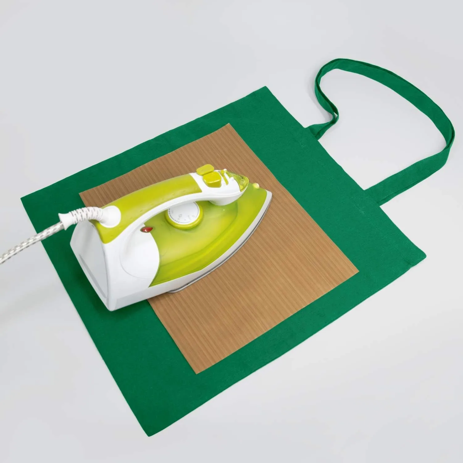 NPBAG 15 Pack 15'' X 16'' Green Cotton Tote Bags, Lightweight Blank Bulk Cloth bags with 1pc of PTFE Teflon Sheet