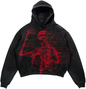 Obenie Halloween Y2K Hoodie Gothic Casual Alphabet Blast Print Pattern Skull Fashion Hoodie Men Harajuku Men Clothing
